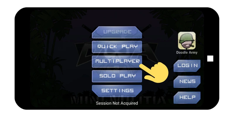 You will go to the main menu, look for the Multiplayer option, and tap on it.