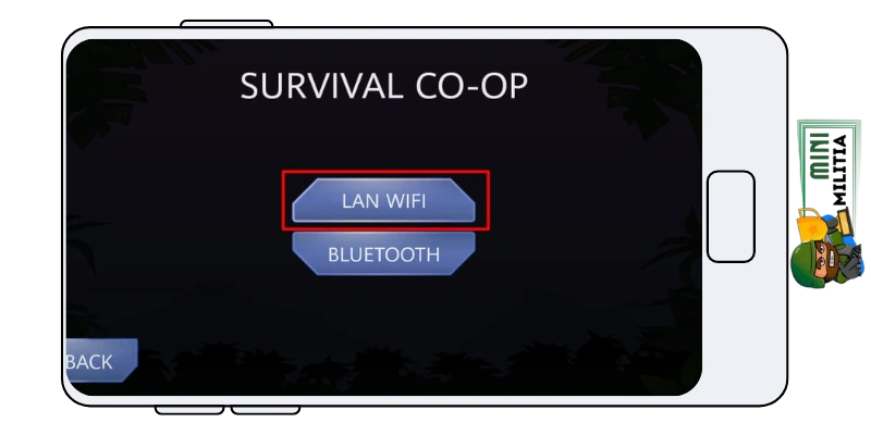 The LAN WIFI option is available in the Mini Militia LAN wifi. Tap on it to access the LAN wifi mode.